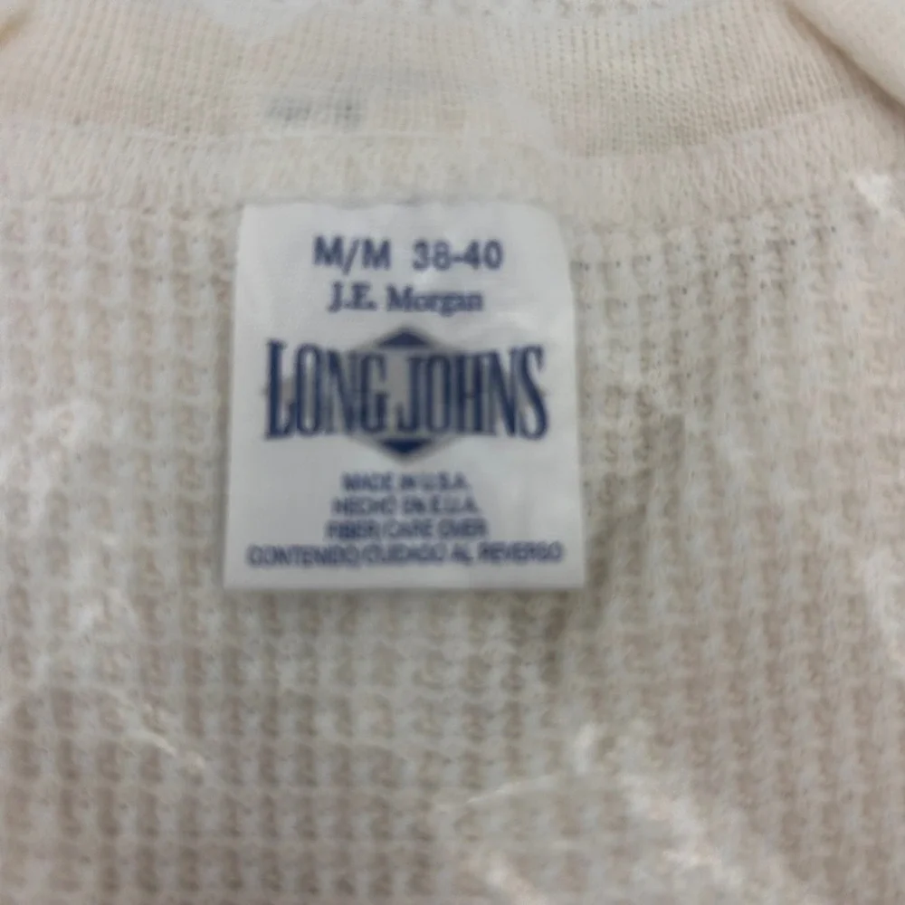 Vintage JE Morgan American Spirit Thermal Shirt Mens Medium White WaffleKnit USA